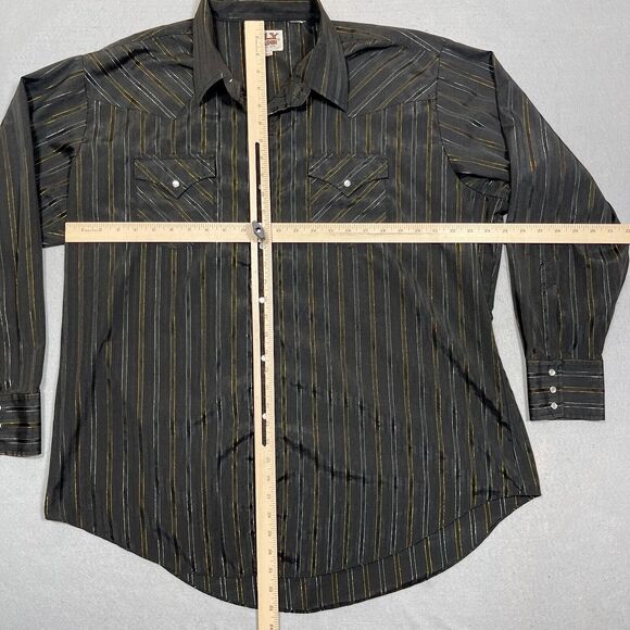 Ely Cattleman Western Shirt Youth XXL Long Sleeve Pearl Snap Stripe Rodeo Cowboy - Picture 4 of 9